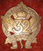 32nd Battalion (Manitoba / Saskatchewan) Collar Badge  